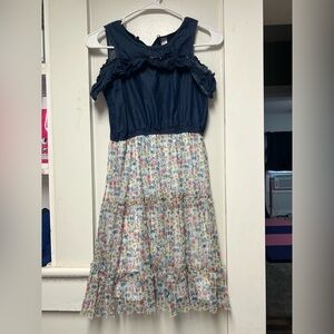 Justice Navy Top Floral Tiered Summer Dress